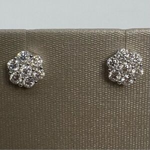 Certified VVS Moissanite 925 Sterling Silver Flower Cluster Stud Earrings